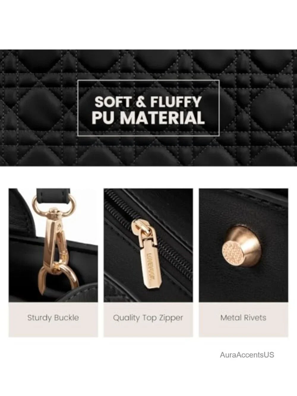PU Leather Top Handle Handbag Purse with Shoulder Strap